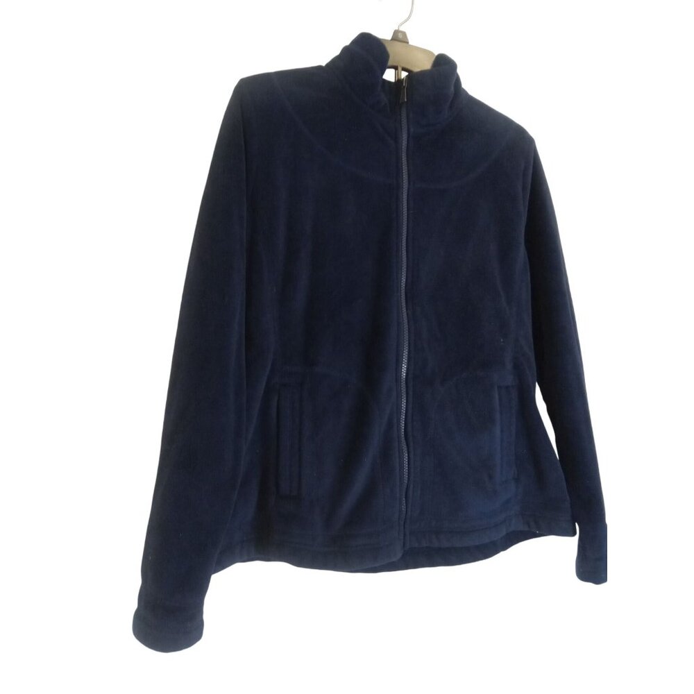 Weatherproof Jacket Womens Size Large Navy Blue Fuzzy Full Zip Inside Pockets - Picture 5 of 6